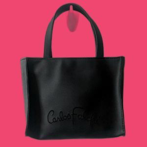 Vintage 90s Carlos Falchi Black Vegan Leather Handbag